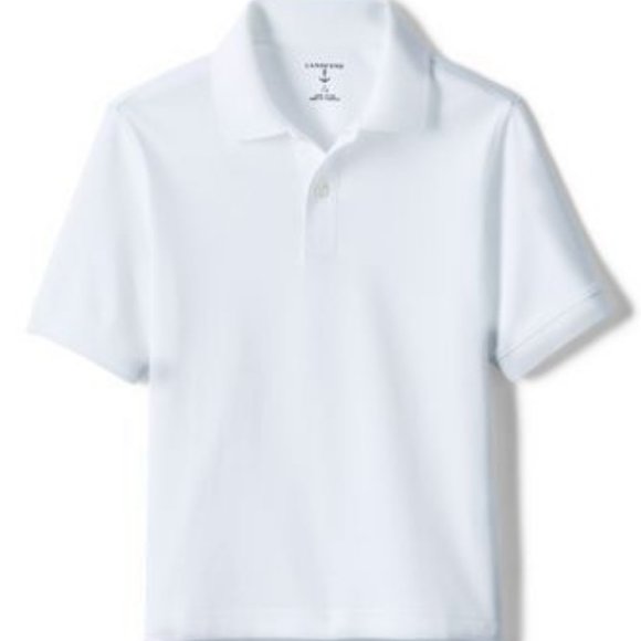 NWT LANDS' END SCHOOL UNIFORM SHORT SLEEVE INTERLOCK POLO SHIRT WHITE MED. & LGE - Picture 1 of 9